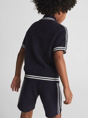 Reiss Navy Valley Junior Velour Side Stripe Shorts - Image 5 of 6