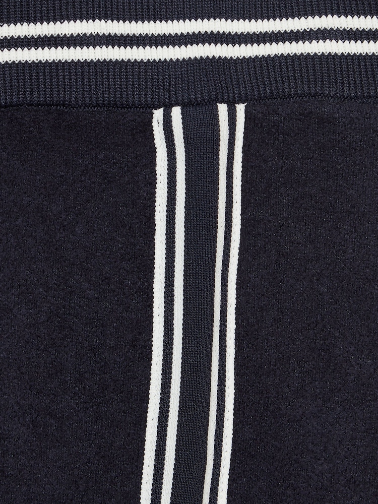 Reiss Navy Valley Junior Velour Side Stripe Shorts - Image 6 of 6