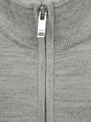 Reiss Soft Grey Melange Blackhall Slim Fit Merino Wool Zip Neck Jumper - Image 6 of 6
