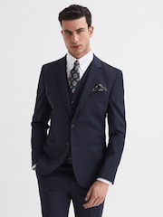 Reiss Navy Hope Modern Fit Travel Waistcoat - Image 6 of 6