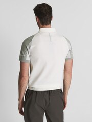 Reiss Sage/Ecru Beckett Colourblock Mercerised Short Sleeve Polo - Image 5 of 7