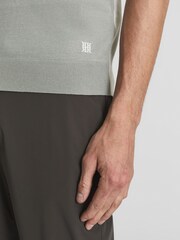 Reiss Sage/Ecru Beckett Colourblock Mercerised Short Sleeve Polo - Image 6 of 7