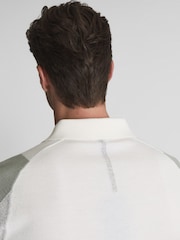 Reiss Sage/Ecru Beckett Colourblock Mercerised Short Sleeve Polo - Image 7 of 7