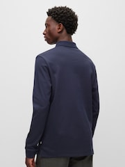 Albastru - BOSS Pado Tonal Marcă Mânecă lungă 100% Polo Cotton Tricouri - Imaginea 3 din 8