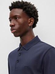 Albastru - BOSS Pado Tonal Marcă Mânecă lungă 100% Polo Cotton Tricouri - Imaginea 4 din 8