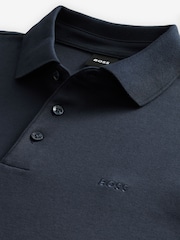 Albastru - BOSS Pado Tonal Marcă Mânecă lungă 100% Polo Cotton Tricouri - Imaginea 6 din 8
