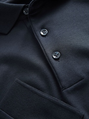 Albastru - BOSS Pado Tonal Marcă Mânecă lungă 100% Polo Cotton Tricouri - Imaginea 7 din 8