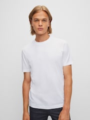 BOSS White Regular Fit Tonal Rubber Logo 100% Cotton T-Shirt - Image 1 of 4