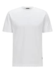BOSS White Regular Fit Tonal Rubber Logo 100% Cotton T-Shirt - Image 4 of 4