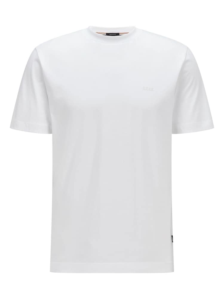 BOSS White Regular Fit Tonal Rubber Logo 100% Cotton T-Shirt - Image 4 of 4