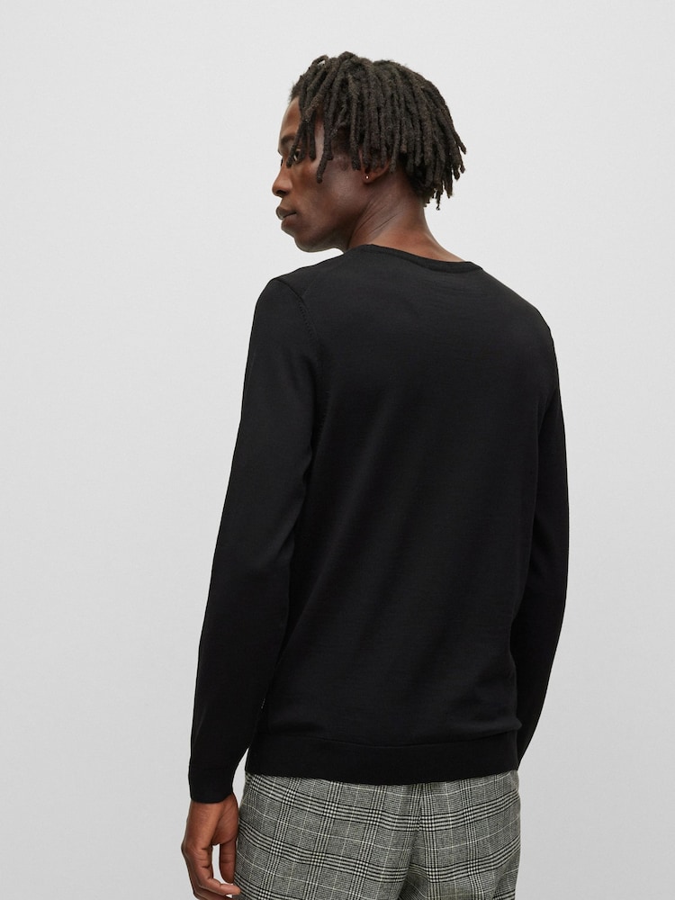 BOSS Black Virgin Wool Knitted Jumper - Image 2 of 4 BOSS Black Virgin Wool Knitted Jumper - Image 2 of 4