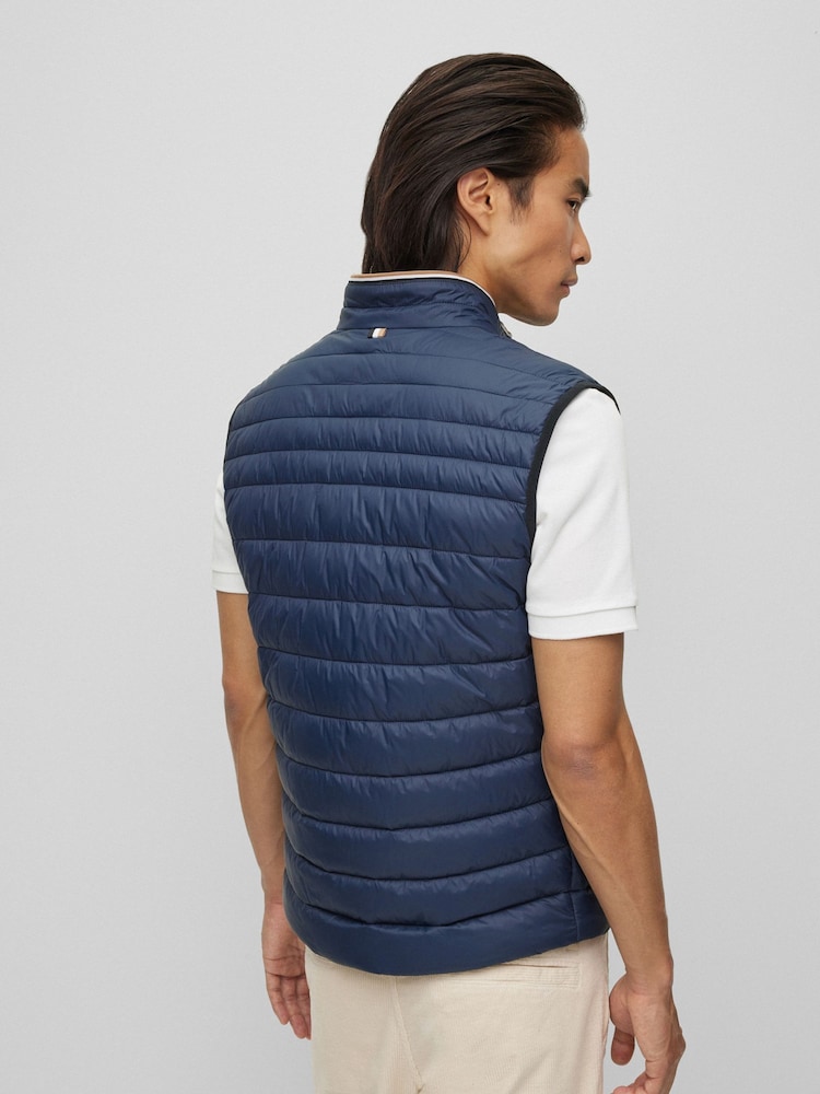 BOSS Blue Water Repellent 3D Tape Logo Padded Quilted Gilet - Image 2 of 6
