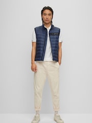 BOSS Blue Water Repellent 3D Tape Logo Padded Quilted Gilet - Image 3 of 6
