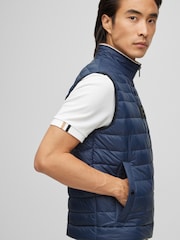 BOSS Blue Water Repellent 3D Tape Logo Padded Quilted Gilet - Image 4 of 6