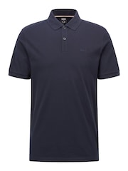 BOSS Dark Blue Pallas Pima Cotton Polo Shirt - Image 5 of 5