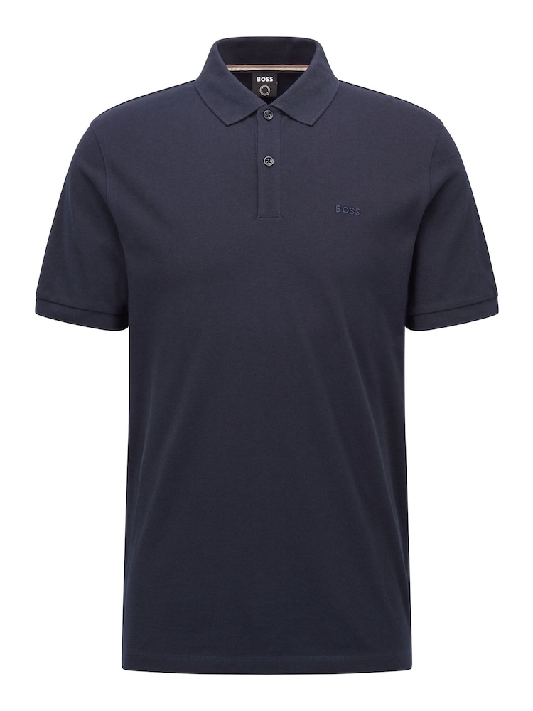 BOSS Dark Blue Pallas Pima Cotton Polo Shirt - Image 5 of 5