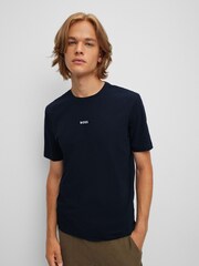 Dunkelblau - Boss Relaxed Fit TChup Stretch Baumwolle T-Shirt - Bild 1 von 7