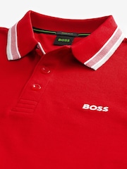 أحمر/رمادي - BOSS Regular Fit Paddy Tipped Collar 100% Cotton Polo Shirt - صورة 6 من 8
