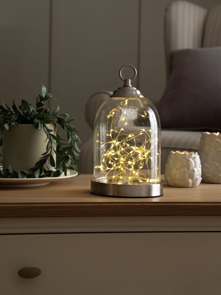 Brushed Chrome Battery Operated Cloche Feature Light - Image 1 of 8