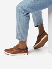 Dune London Brown Standard Fit Trip Textured Trainers - Image 1 of 6