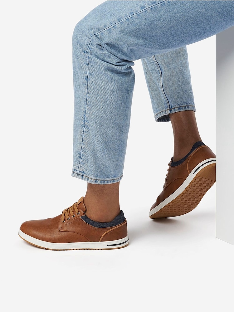 Dune London Brown Standard Fit Trip Textured Trainers - Image 1 of 6