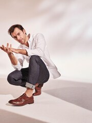 Dune London Tan Brown Superior Leather Wingtip Brogue Shoes - Image 3 of 6