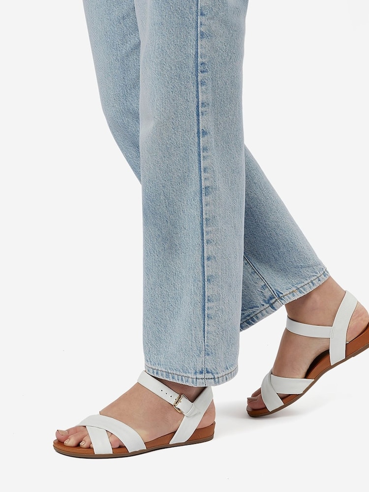 Dune London White Landie Cross Strap Comfort Sandals - Image 1 of 6