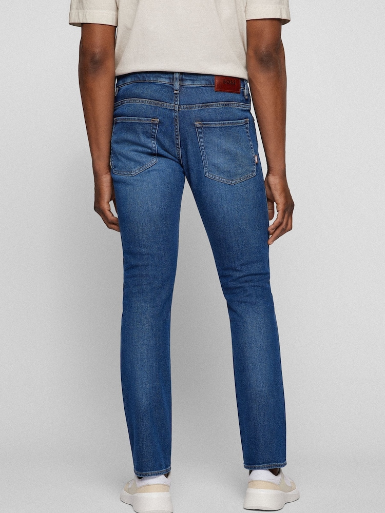 BOSS Mid Blue Delaware Slim Fit Stretch Jeans - Image 2 of 5 BOSS Mid Blue Delaware Slim Fit Stretch Jeans - Image 2 of 5