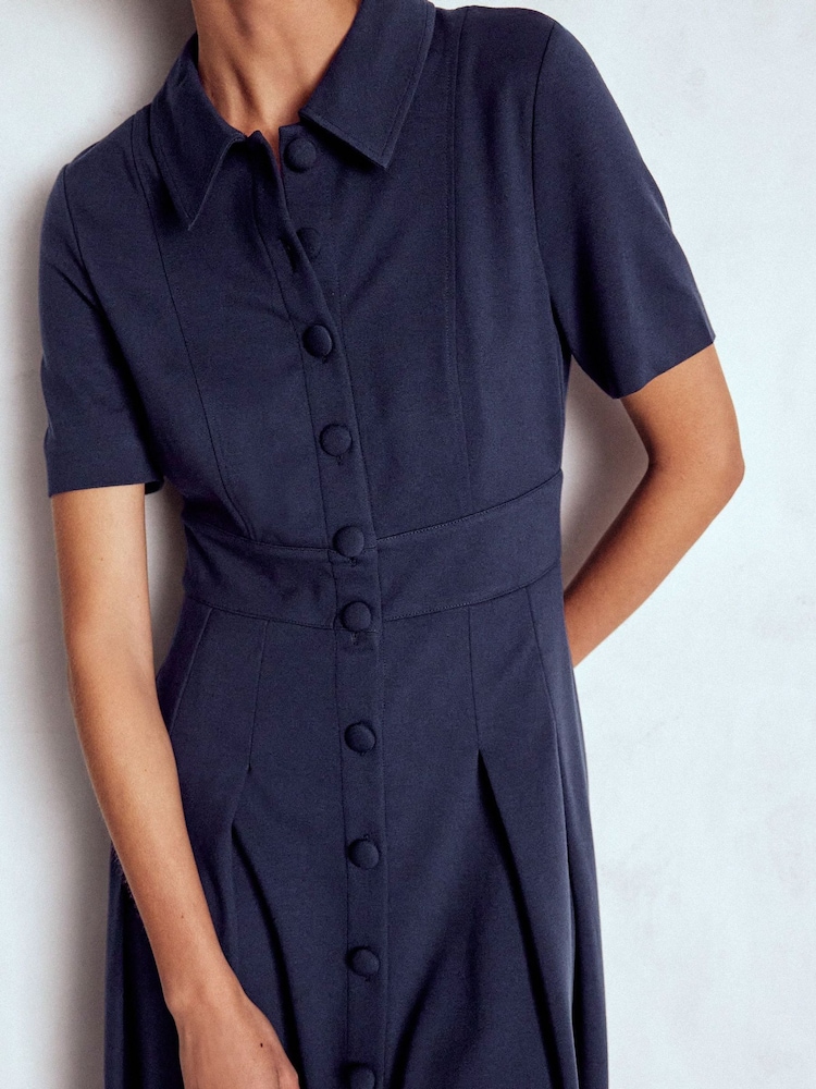 Boden Blue Bridget Ponte Shirt Dress - Image 2 of 5 Boden Blue Bridget Ponte Shirt Dress - Image 2 of 5
