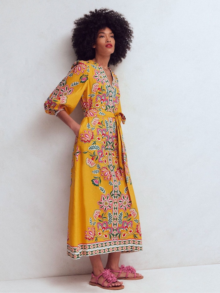 Boden Yellow Octavia Linen Blend Dress - Image 1 of 4 Boden Yellow Octavia Linen Blend Dress - Image 1 of 4