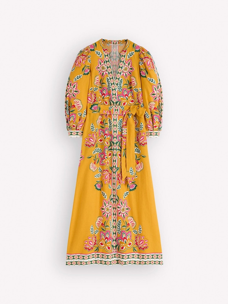 Boden Yellow Octavia Linen Blend Dress - Image 4 of 4 Boden Yellow Octavia Linen Blend Dress - Image 4 of 4