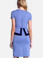 Hot Squash Womens Blue Peplum Dress with Contrast Trim - Image 2 of 3