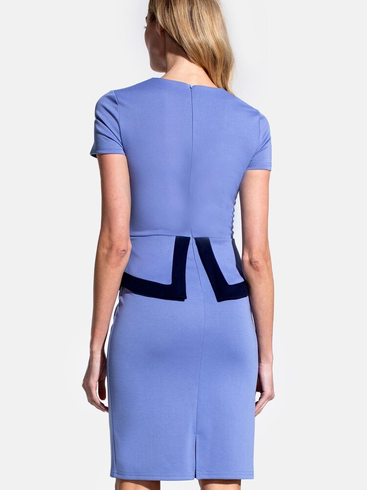 Hot Squash Womens Blue Peplum Dress with Contrast Trim - Image 2 of 3