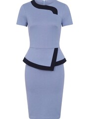 Hot Squash Womens Blue Peplum Dress with Contrast Trim - Image 3 of 3