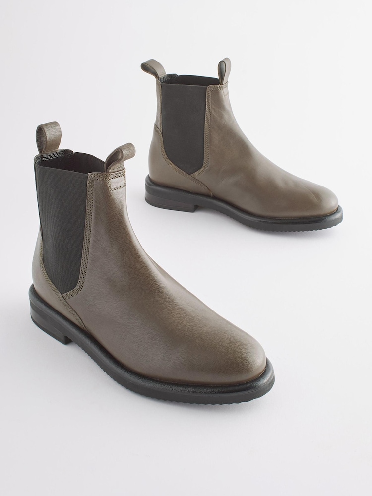 Khaki Green Extra Wide Fit Forever Comfort® Leather Chelsea Boots - Image 1 of 5