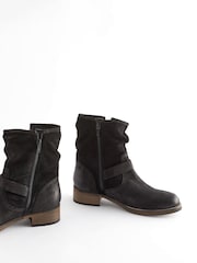 Black Extra Wide Fit Forever Comfort® Leather Slouch Ankle Boots - Image 4 of 7