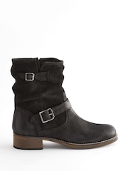 Black Extra Wide Fit Forever Comfort® Leather Slouch Ankle Boots - Image 5 of 7