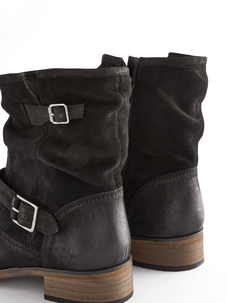 Black Extra Wide Fit Forever Comfort® Leather Slouch Ankle Boots - Image 6 of 7