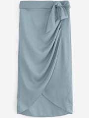 Blau - Figurbetonter Wickelrock aus Satin - Bild 5 von 5