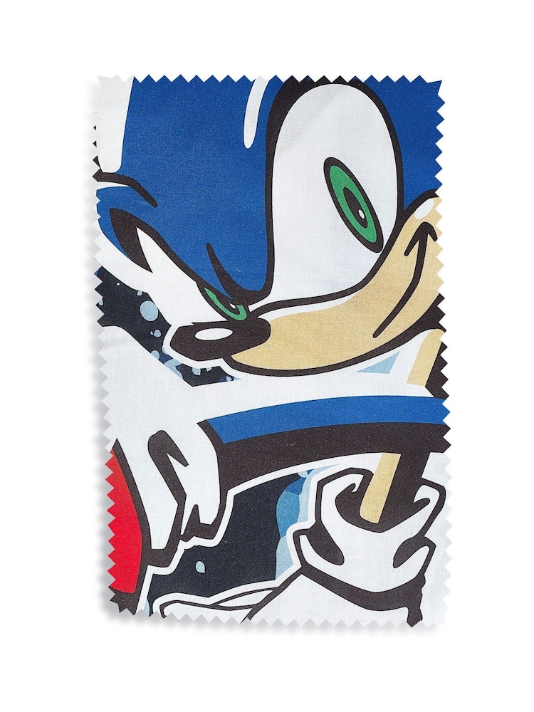 Sonic Blue Reversible 100% Cotton Duvet Cover And Pillowcase Set - Image 10 of 11