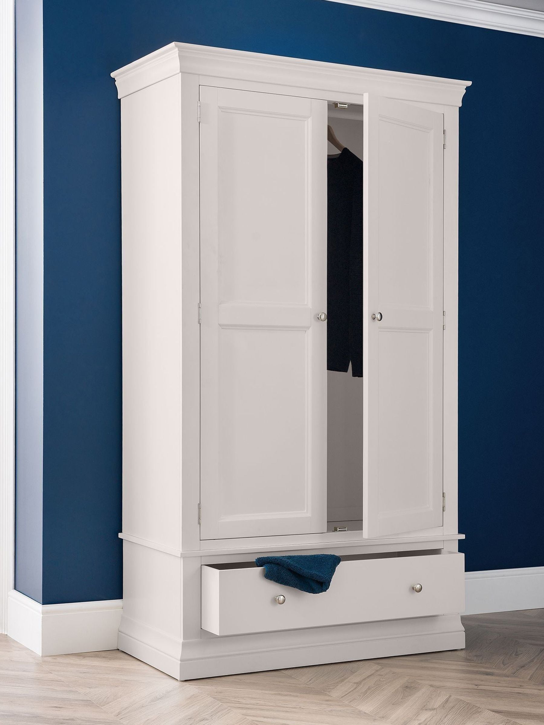 Julian Bowen Clermont 2 Door Wardrobe Light Grey Pine/Steel - Image 5