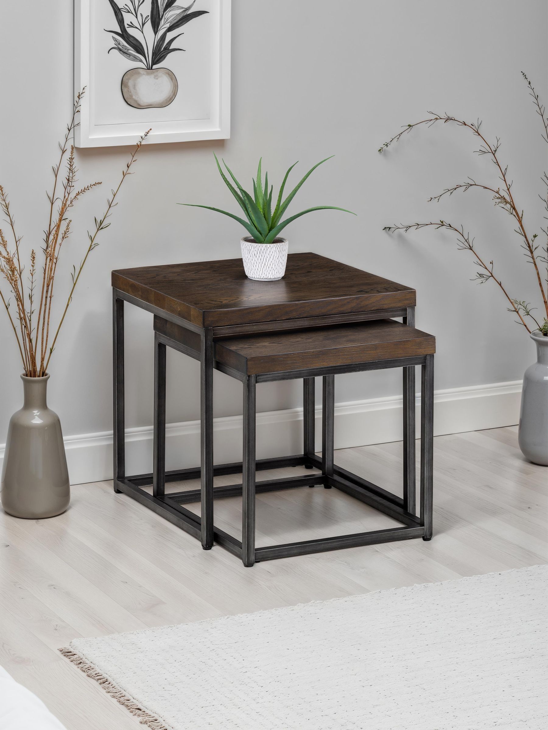 Julian Bowen Brooklyn Nest of Tables Set of 2 Dark Oak - Image 6