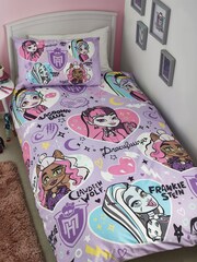 Monster High Purple Reversible 100% Cotton Duvet Cover and Pillowcase Set - Image 1 of 9