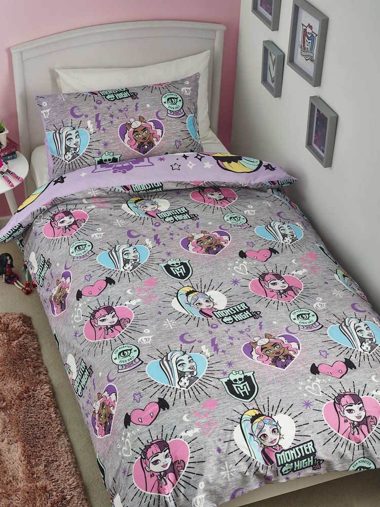 Monster High Purple Reversible 100% Cotton Duvet Cover and Pillowcase Set - Image 2 of 9 Monster High Purple Reversible 100% Cotton Duvet Cover and Pillowcase Set - Image 2 of 9