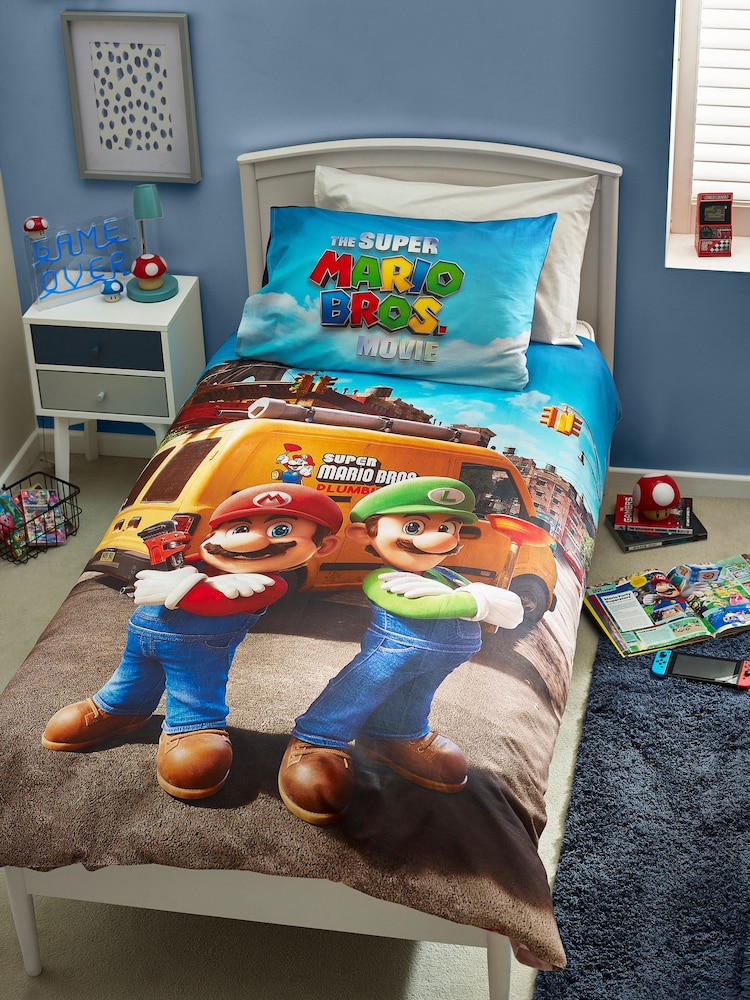 Super Mario eenpersoons dekbedovertrek en kussensloopset van 100% katoen - Image 1 of 8