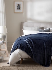 Navy Blue Plush Fleece Throw - Image 1 of 4