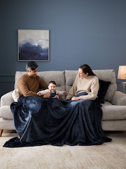Navy Blue Plush Fleece Throw - Image 2 of 4