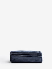 Navy Blue Plush Fleece Throw - Image 4 of 4