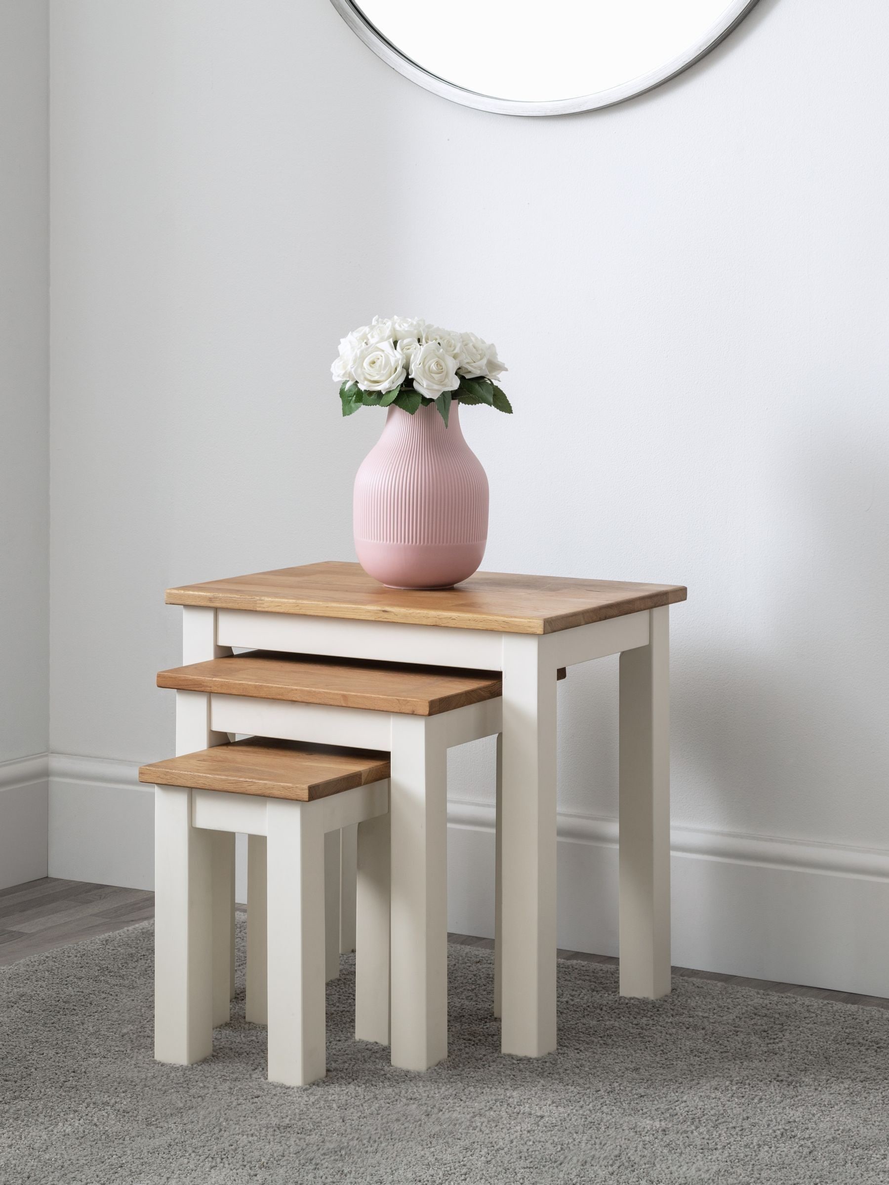 Julian Bowen Coxmoor Nest Of 3 Tables - Ivory And Oak - Image 4
