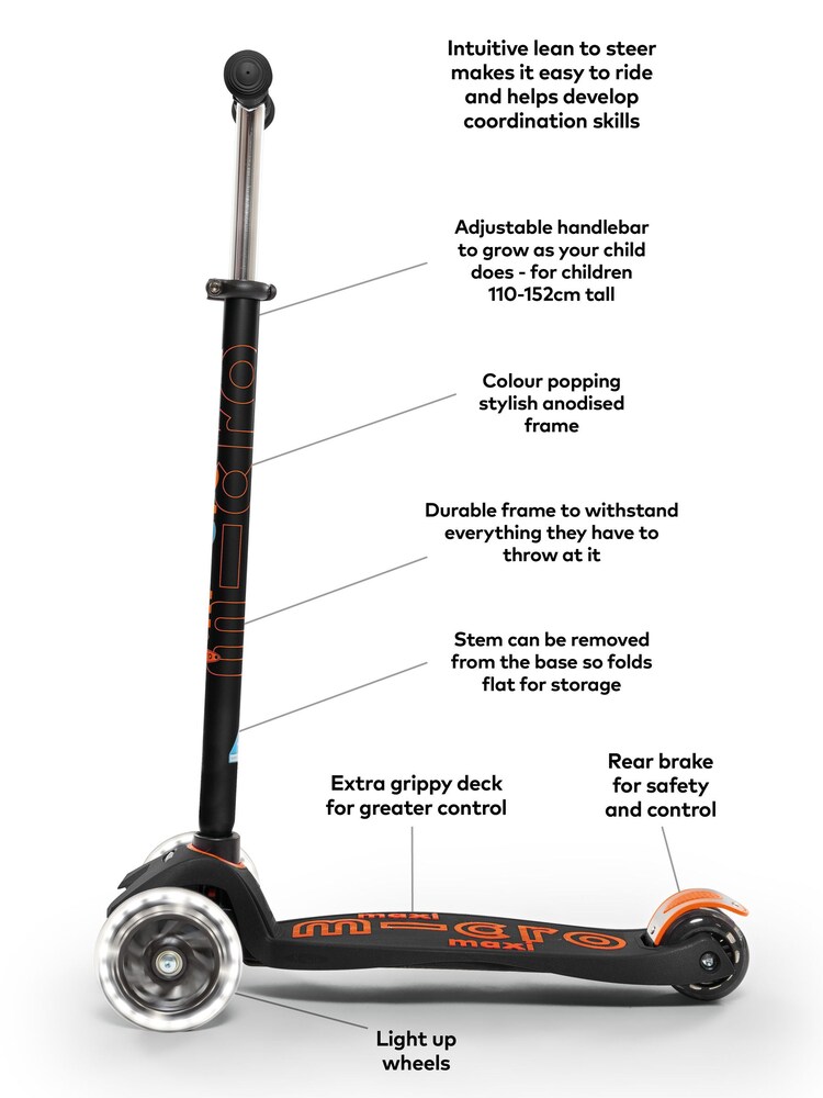 Micro Scooters Black Maxi LED Three Wheel Scooter - Image 5 of 5